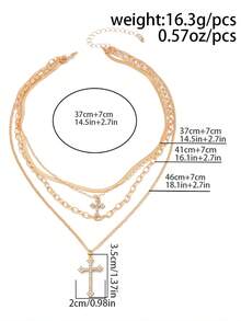 水钻十字架吊坠多层项链和百搭锁骨链首饰