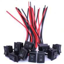 DaierTek Mini ON And Off Rocker Switch 12V 20A T85 2 Pin SPST Small ON Off 120V 10A Rocker Toggle KCD1 Switch Pre-Wired Black For Automotive, Car -10Pack