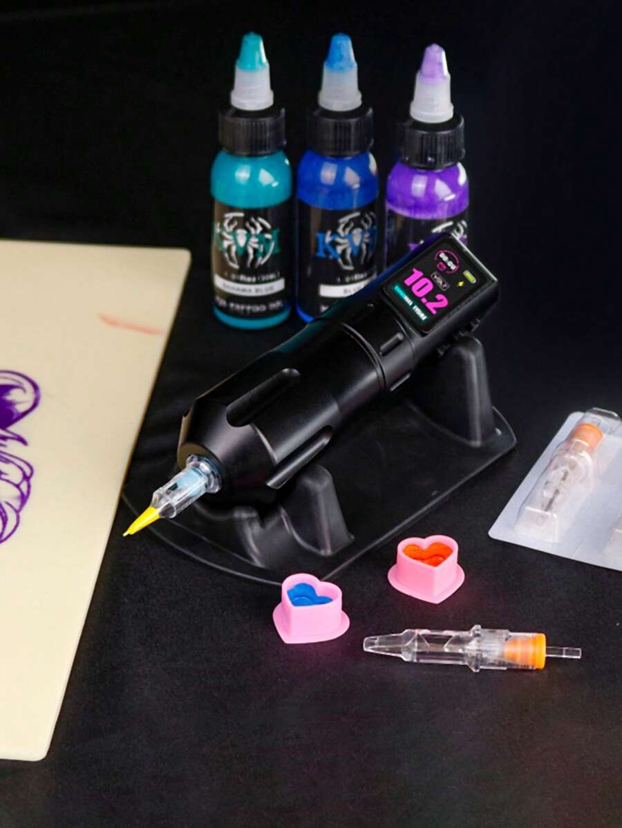 Suporte para caneta de tatuagem, suporte para máquina de tatuagem, suporte para exposição de tatuagem - simples e prático com base de silicone de aderência segura para manter as ferramentas organizadas, acessórios essenciais de estúdio para tatuadores