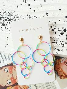 1 Paar Sommer Acryl Blasen & Regenbogen-Wasserperlen Ohrringe, süßes und lustiges Design, geeignet als Sommer Ohrzubehör für Frauen