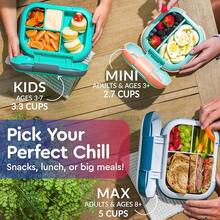 Lonchera a prueba de fugas Chill Kids - Caja Bento de 4 compartimentos con paquete de hielo incorporado, capacidad de 3.3 tazas, libre de PFAS y BPA, apta para microondas y lavavajillas, tamaño para edades de 3 a años (Verde/Azul Marino) - Rojo/Real - Ver 6