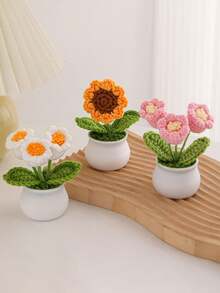 1 cái Hoa móc dễ thương nhỏ trong chậu, Hoa móc đan chậu cây, Cây trồng trong chậu móc, Hoa hướng dương nhân tạo, Chậu hoa hướng dương móc, Hoa hướng dương móc mini trong chậu, Trang trí chậu hoa, Hoa nhân tạo dệt tay hoàn thiện Trang trí chậu hoa hướng dương vĩnh cửu, Hoa lan chuông nhân tạo Hoa đan - Nhiều màu - Xem 9