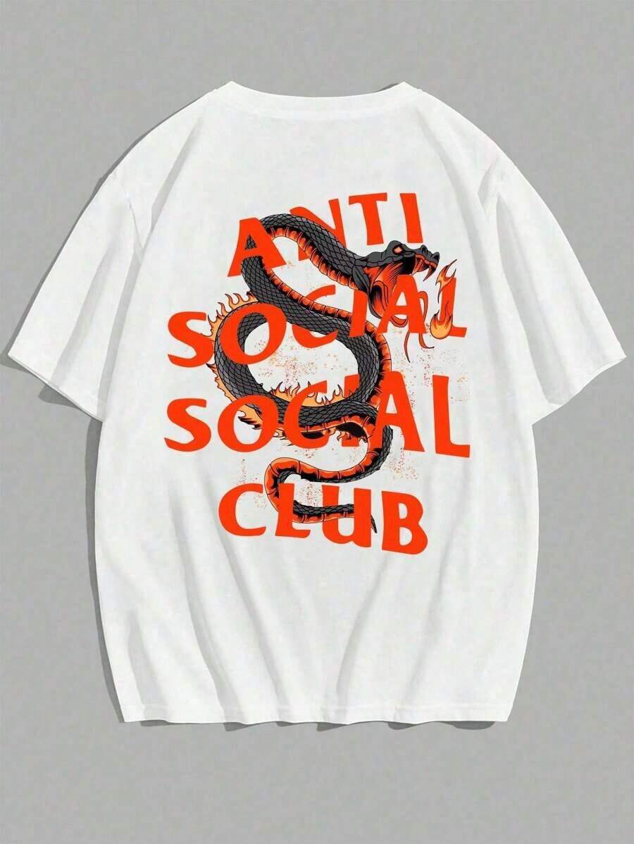Anti Social Club Cobra De Fogo Rua Street T-Shirt Unisex Male Female 100% Cotton Premium Top Launch Immediate Shipping Various Colors!! - 白色 - 查看 1