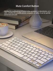 AKKHOO Wireless Keyboard, Mini Wireless Keyboard For IPad, Portable, Office Keyboard, Compatible With Laptop/Computer - Silver - View 9