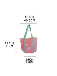 1 Pc Macaron Contrasting Color Summer Bbeach Bag, Mesh Large Capacity Tote Bag, Dopamine Clothing Storage Bag, Suitable For Beach, Swimming, Travel And Vacation Essentials, Portable Travel Bag, Foldable Multifunctional Storage Bag