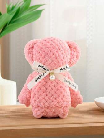 Cute Bear Shaped Towel, Bear Doll Towel, Without Bag,Soft Creative Face Towel, Birthday Gift, Wedding Gifts, Bathroom Decor, Gifts For Party,Pink For Beauty Salon Home Bathroom Shower Towels For Beaty Salon, Hotel Sports,Home Essentials, Towel, Skin Care