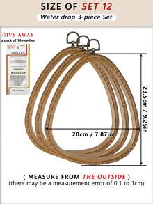 Conjunto Multi Peças de Aros de Bordado em Padrão de Madeira Falsa Marrom em Várias Formas, Estilo Palácio Retro DIY Moldura para Bordado com Agulha Cruzada, Feito de Materiais ABS e PVC Amigos do Ambiente de Alta Qualidade, com Gancho de Metal para Pendurar, Podendo Ser Utilizado como Decoração de Moldura para Quadros, Muito Durável e não Se Deforma ou Se Quebra Facilmente, Acompanha 16 Agulhas, Adequado para Uso Doméstico ou para Bordado - Castanho - Ver 24