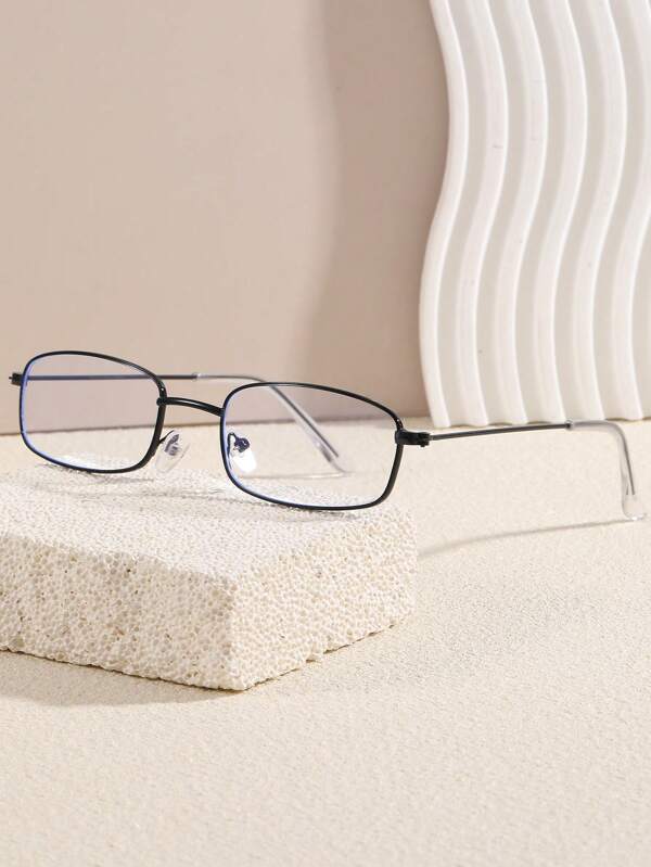 1 pezzo Montatura per occhiali quadrata piccola da donna, bordo dorato sottile, occhiali rettangolari in rame bianco ultraleggeri con lenti trasparenti