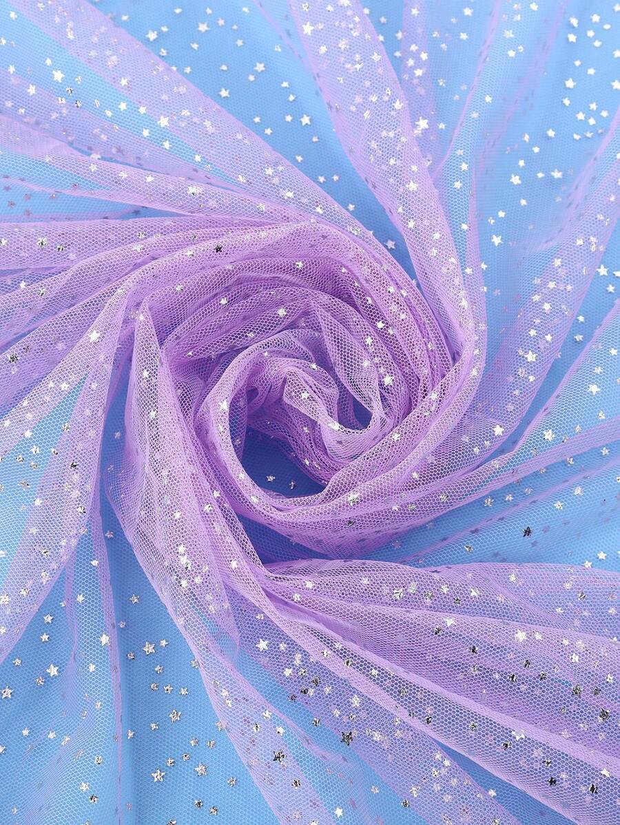 1pc Star Mesh Tulle Fabric, Polyester Hexagon Net Cloth, Soft & Lightweight Apparel Accessory Material