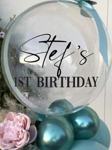 1pc Customized Happy Birthday Balloon, Personalized Name Birthday Transparent Balloon, Customized Balloon Sticker, Balloon Tag, Customized Vinyl Sticker, Birthday Balloon Sticker, Party Balloon Sticker, Design Your Own Balloon, Valentine's Day Gift, Art Activity - Multicolor - View 5