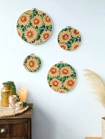 Bohemien Wandkorb Stickerei Dekor, Rattan Wandbehang Dekor, flach rund Wandteppich, gewebter Wandteppich, gewebter Wanddekorationskorb für Zuhause, Schlafzimmer, Wohnzimmer Dekoration, Heimdekoration, Raumdekoration, Wanddekoration