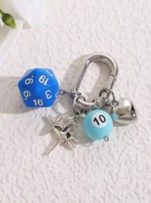 1 pièce Porte-clés dé unisexe nouvelle arrivée créatif, pendentif de boule de billard à 4 branches et en forme de cœur à la mode, breloques de sac lettrage scolaire