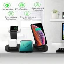 Cargador inalámbrico para teléfono y auriculares, compatible con carga rápida para iPhone 16, 15, 14, 13, 12, S24, , y base de carga compatible con Apple Watch, adecuado para oficina, dormitorio y hogar