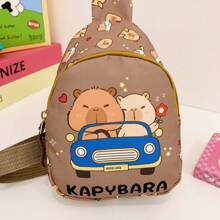 Children's Cute Cartoon Capybara Pattern Print Chest Bag, Lightweight Sport Casual Waist Pack & Sling Bag, Outdoor Travel Vacation Fanny Pack With Adjustable Shoulder Strap, Daily Commuter Mobile Phone Coin Crossbody Bags