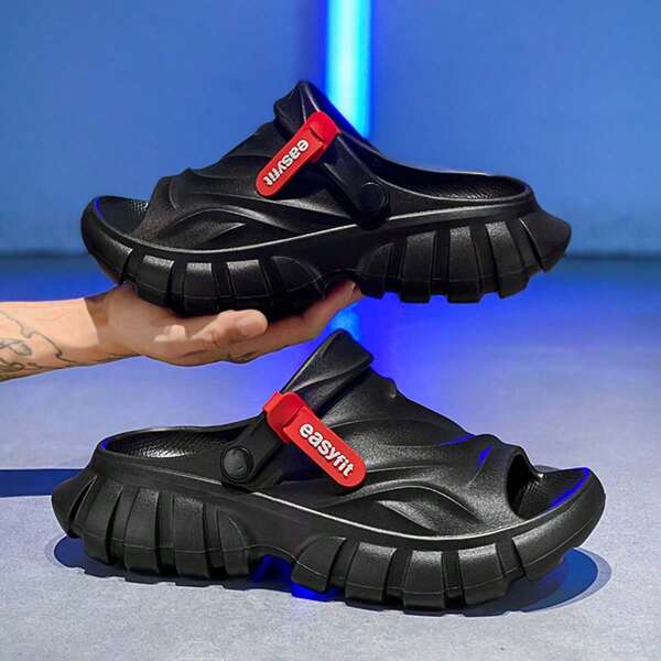 Men's Fashion Thick Sole Slip-On Slide Sandals, Casual Sporty Outdoor House Slippers, Versatile Design