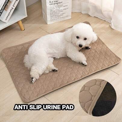 1 Pc Khaki Color Waterproof Dog Pee Pads, Anti-Slip, Highly Absorbent, Reusable And Machine Washable, Suitable For Floor, Sofa, Bed, Fence, Cars, Fits Small/Medium/Large Dogs And Cats