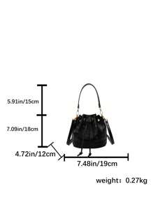 Fashionable, Versatile, Popular & Large Capacity Women Shoulder Messenger Bag, Suitable For Street, Date, Commute. Cute Cartoon Printed Drawstring Bucket Bag, Elegant, High Quality