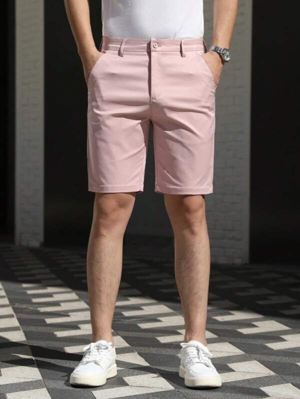 Men's Fashion Golf Casual Outdoor Shorts, Breathable Durable Versatile Bermuda Shorts, Solid Color Men Shorts