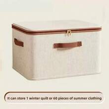 2-pack opbergbakken met ritssluiting, stoffen opbergmanden met deksel, opvouwbare, wasbare kastplank, kledingorganizer en handgrepen (beige)