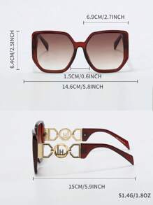 XVBQ 1 par de gafas elegantes de moda con marco grande y decoración de metal, adecuadas para uso diario, con empaque