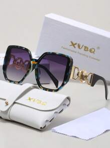 XVBQ 1 par de gafas elegantes de moda con marco grande y decoración de metal, adecuadas para uso diario, con empaque