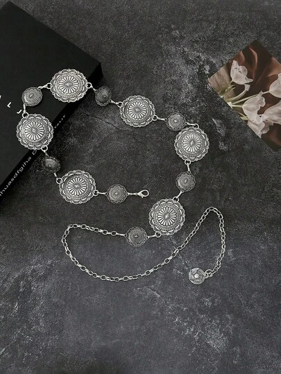 Cadena de cintura de estilo boho vintage con flores para mujer de talla grande, otoño, Halloween