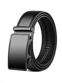 Men's Ratchet Genuine Leather Dress Belt, Black Color Suitable For Suits, American Design, Stylish Men's Short Tail Belt, Fits All Occasions, Formal, Pants Summer, School Casual, Business, Boyfriend Husband Father Dad Men Gift, Daily Wear, Fashion, Teen, Outdoor, Vacation, Athletic, Travel, Street, Boho, Vintage Fall, Autumn, Halloween Autumn-Winter Accessories,Suitable For Teens, Youth,Men,Casual, Outdoor, Athletic, Vacation, Graduation Gifts, Birthday, Daily Wear - Black - View 15