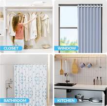 Tension Rods 30 To 64 Inches Shower Tension Rod 2PCS, Tension Curtain Rods Spring Curtain Rod Silver Tension Rod Spring Loaded Curtain Rods Adjustable Tension Curtain Rod For Window, Doorway - Silver - View 9