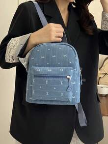 Fashionable Minimalist Niche Design Casual Versatile Mini Backpack - Blue - View 9