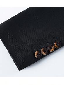 Men's Suit Jacket Solid Color Long Sleeved Suit Can Be Paired With Trousers, Business Simple Versatile Work Clothes, Single Button Cardigan - 黑色 - 查看 6
