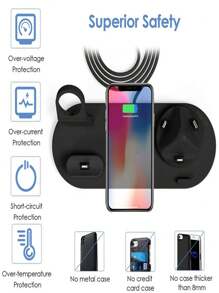 Cargador inalámbrico para teléfono y auriculares, compatible con carga rápida para iPhone 16, 15, 14, 13, 12, S24, , y base de carga compatible con Apple Watch, adecuado para oficina, dormitorio y hogar