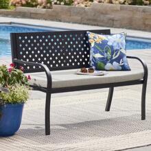 18x48x2.5 Inch Premium Gray Outdoor Bench Cushion, Durable Foam Core Support + Tie Down Securement Design, Waterproof Fabric Soap And Water Cleanable, 2.5 Inch Thickened To Enhance Outdoor Seating Comfort, Patio, Deck Adaptable, Local Quick Delivery!