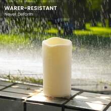 Waterproof Flameless Remote Control Candles 2PACK(D3''*H5.5'')Battery Operated Flickering LED Pillar Candle,Plastic With 10-Key 24Hours Timer For Outdoor/Indoor Party Garden Lanterns Porch Ivory - 2 gói nhựa ngà - Xem 5