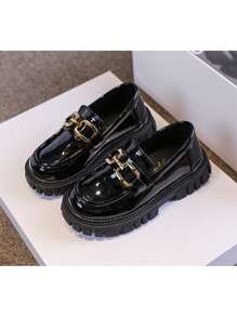 1 par de zapatos pequeños con moño para niñas, suela blanda antideslizante, diseño de punta redonda, estilo elegante y dulce, para fiesta de cumpleaños, recital de piano, zapatos infantiles