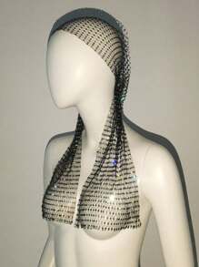 1 peça 65 cm brilhante strass decoração feminina chapéus escolares lenço de cabeça rave boate bonés