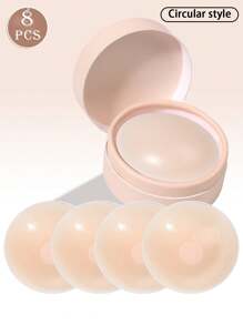 Set de 8 pezoneras de silicona en caja de regalo, antideslizantes, que previenen la protrusión del pezón, almohadillas de sujetador invisibles, pétalos adhesivos para el pecho para bodas, trajes de baño, bikinis, vestidos sin espalda y de noche, lavables y reutilizables