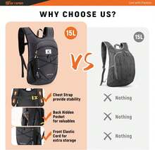 15L/20L Foldable Hiking Backpack Lightweight Packable Travel Daypack With Chest Strap Small Folding Pack For Walking - Black - View 7