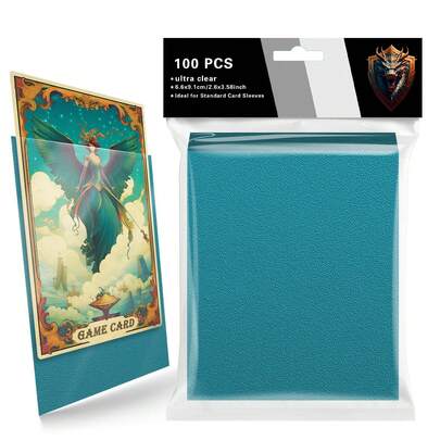 100/300/500 كم من كم بطاقات بطاقات التداول ذات الملمس المطفي، أكياس حماية القياس القياسي، حافظات البطاقات مناسبة لبطاقات البيسبول والبطاقات الرياضية وال- MTG وبطاقات الألعاب القياسية (أزرق سماوي)