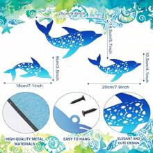 1pc Colorful Metal Dolphin Wall Art, Decorative Painted Pattern, Large Size Home Decor For Living Room And Garden, Suitable For Wedding, Party, Housewarming Gift, Ocean Room Decoration Coastal Decor Coastal Decor Beach Decor