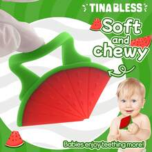 Tinabless 1 pieza Mordedor suave 3D y cepillo de dientes de plátano para bebé - Perfecto para las necesidades de dentición de su hijo - sandía - Ver 4