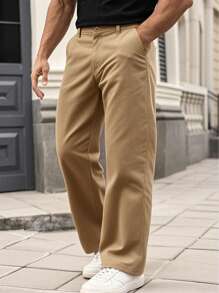 Pantalones sueltos casuales con bolsillos y pierna ancha para hombres