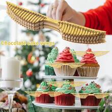 50 pièces Plaques de chocolat ailées dorées pailletées - Art comestible délicat pour les fêtes d'anniversaire sur le thème des sorciers. Décorations de gâteau et cupcake enchanteurs, idéal pour la Saint-Valentin et la rentrée scolaire