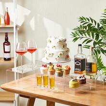 1pc Clear Acrylic Five-Sided Display Box, Dessert Cake Hollow Bottom Self-Service Display Stand, Cubic Display Stand For Cosmetics, Model Toys - Transparent - View 2