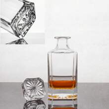 5 pièces Ensemble de carafe élégante en cristal de 750 ml/25 oz avec 4 verres. Kit de service de whisky et de vin haut de gamme pour bar moderne, mariage et cadeau pour la fête des pères, prêt pour la pendaison de crémaillère