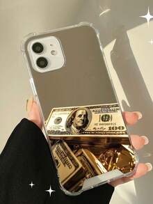 金色资本主义生活图案镜面防摔手机壳适用于 16/11/12/13/14/15/15pro/15 Plus/15 Promax/7plus/8plus/X/Xs Max/Xr/11pro/12pro/13pro/14pro/12mini/13mini/11promax/12promax/13promax/14promax/14plus/6/6s/6plus/7/8/16Pro/16plus/16promax/Se&兼容三星 Galaxy/A54/A14/A12/A13/A15/A32/A33/A24/A52S/S20/S21/S22/S23/S24/S23Plus/S24ultra/S25/A15/A33/A23