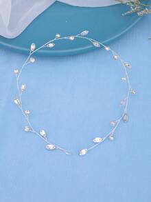 1件玻璃水钻装饰发箍，优雅波西米亚风格，适合女性，可用于新娘、婚礼、派对、情人节等场合。 - 銀色 - 查看 3