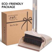 Broom And Dustpan Set House Brooms For Sweeping Indoor Collapsible Broom And Dust Pan Combo For Home Office Kitchen Lobby Floor Pet Hair