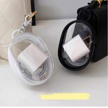 1 buc. Geantă de depozitare cu fermoar transparentă și impermeabilă, nouă, la modă, mini husă organizatoare portabilă pentru căști, încărcătoare, cabluri, ruj, parfum, chei, brățări, cosmetice și alte articole, multifuncțională pentru călătorii, călătorii de afaceri, vacanțe, înapoi la școală, drumeții