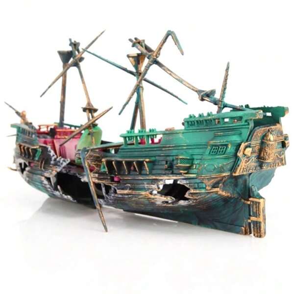 Ornamento de naufrágio para aquário, decorações para tanques de navios afundados, acessórios para navios com aeração por ação de ar para aquários