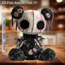 2D Flat 0.3cm Thick Gothic Horror Doll Acrylic Desktop Decoration - Dark Bohemian Style With Skeleton Face, Sewn Eyes And Lace Skirt, Halloween Christmas Bar Cafe Decor, Unique Friend Gift, 2D Flat Design, Halloween Home Decor, Shocking Aesthetics, Exquisite Craftsmanship, Alternative Ornament